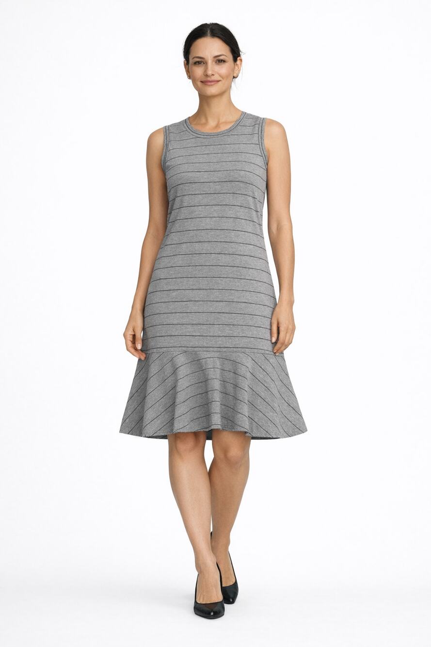 NWT Banana Republic Women's Sleeveless Striped Dress Gray Black Size M Tall